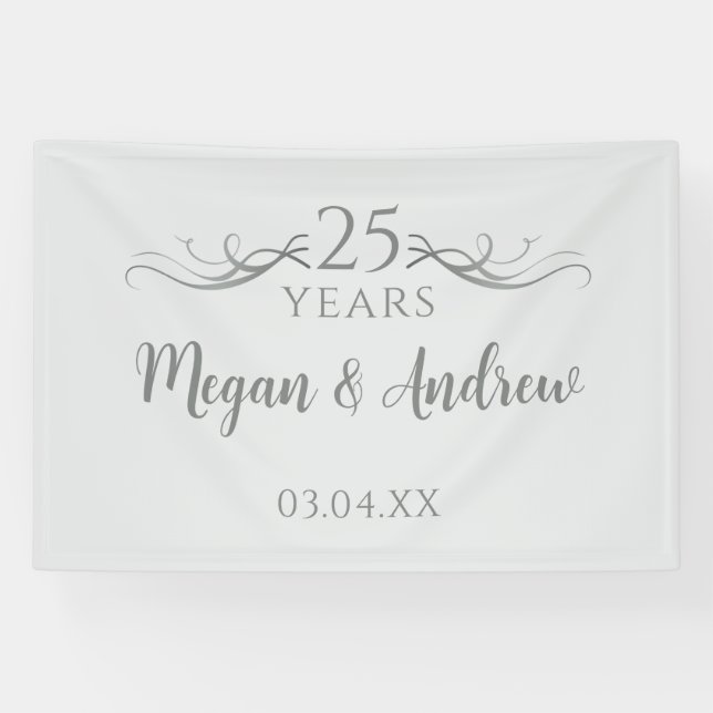 Simple Custom Script 25th Wedding Anniversary Banner (Horizontal)