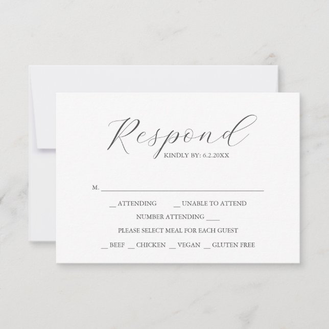 Simple Custom Wedding RSVP Cards Karte (Vorderseite)