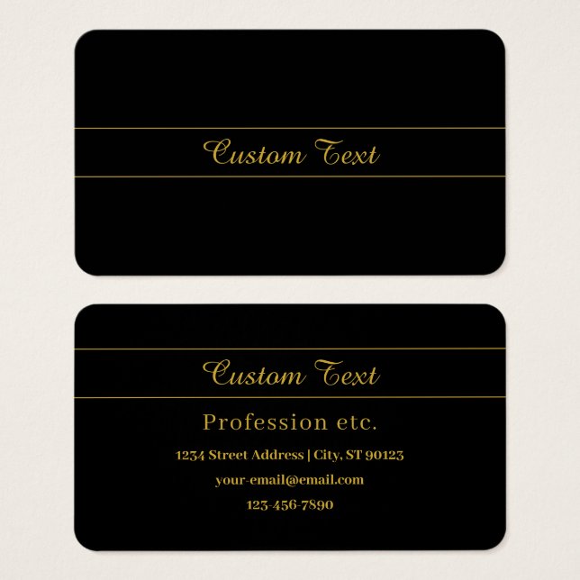 Simple Customizable Gold & Black Text Design  (Vorne & Hinten)