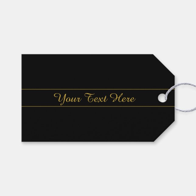 Simple Customizable Gold & Black Text Design  Geschenkanhänger (Vorderseite (Horizontal))