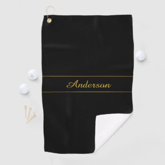 Simple Customizable Gold & Black Text Design Golfhandtuch
