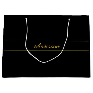 Simple Customizable Gold & Black Text Design Große Geschenktüte