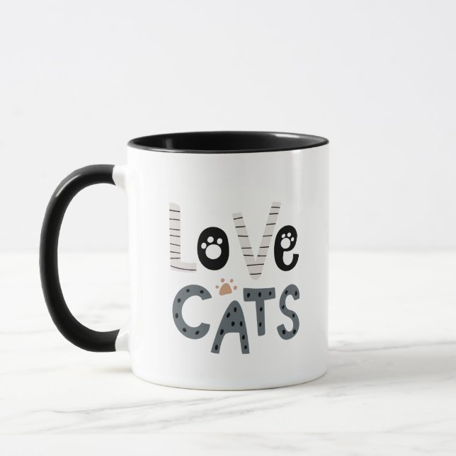 Simple Cute Adorable Love Cats Paw Prints Sleek  Tasse (Links)