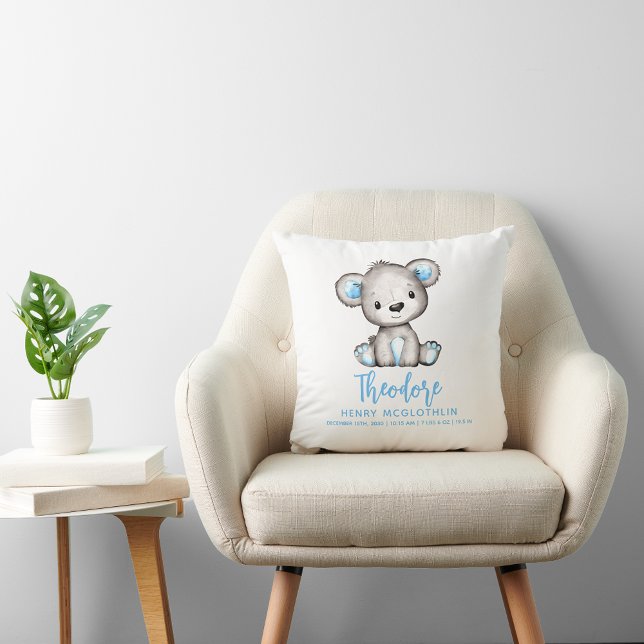 Simple Cute Blue Bear Baby Boy Kissen (Von Creator hochgeladen)
