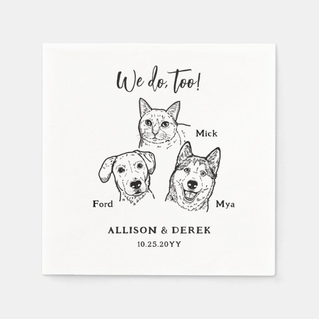 Simple Cute Cat Dog Pet Wedding Custom Serviette (Vorderseite)
