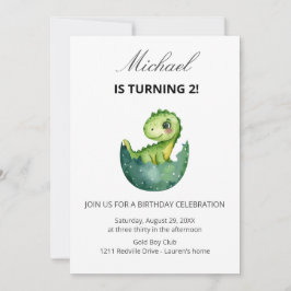 Simple Cute Green Dinosaur Birthday Party Invitati Einladung