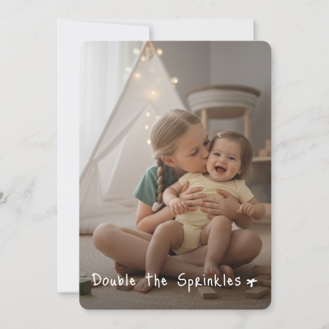 Simple Cute Joint Photo Double Birthday Party Einladung (Vorderseite)