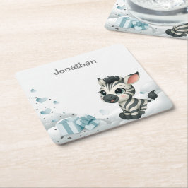 Simple cute little cartoon zebra paper coaster rechteckiger pappuntersetzer