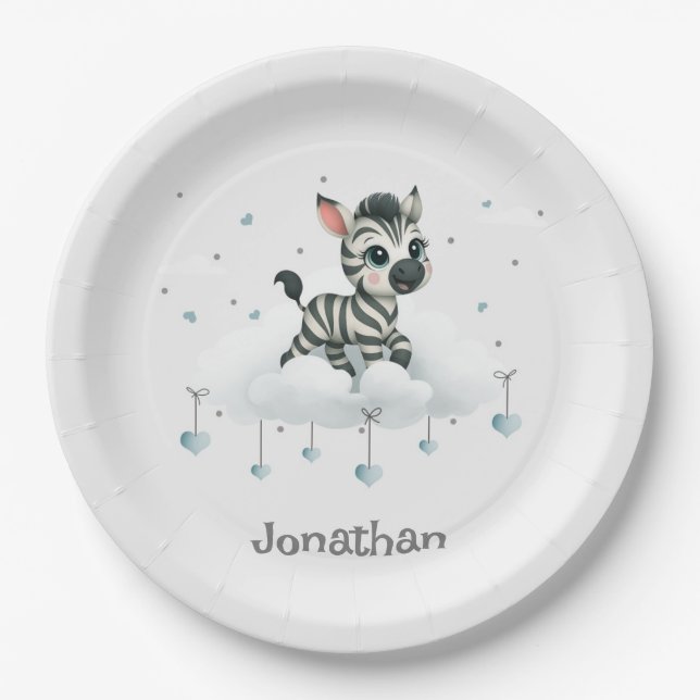 Simple cute little cartoon zebra  pappteller (Vorderseite)