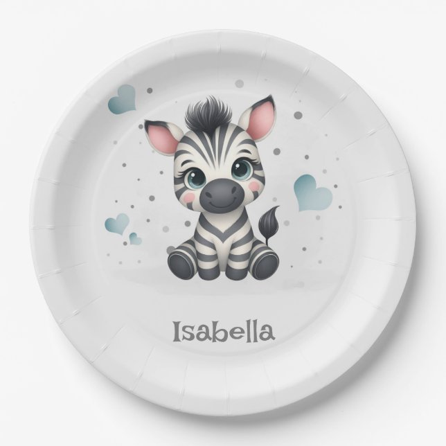 Simple cute little cartoon zebra  pappteller (Vorderseite)