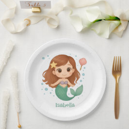 Simple cute little mermaid pappteller