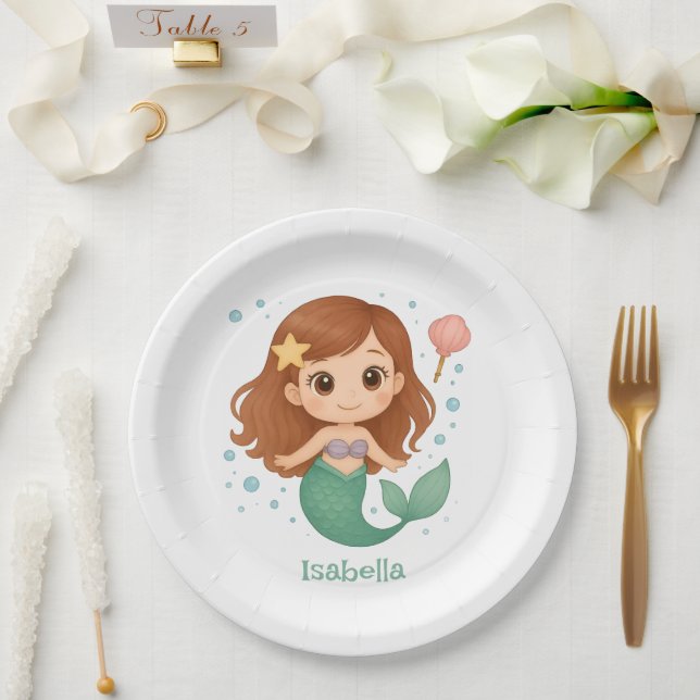 Simple cute little mermaid pappteller (Hochzeit)