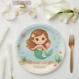 Simple cute little mermaid pappteller