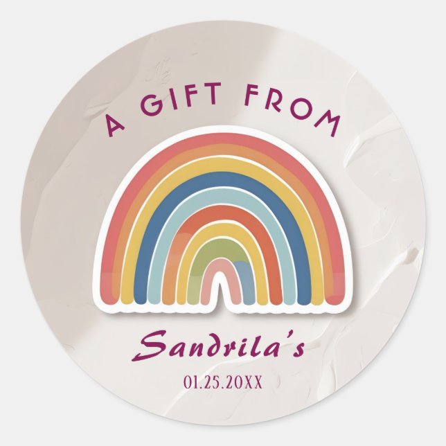Simple Cute Retro Rainbow Personalized Gift From  Runder Aufkleber (Vorderseite)