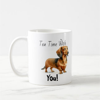 Simple Dachshund Browns 'Tea Time' Personalize Kaffeetasse