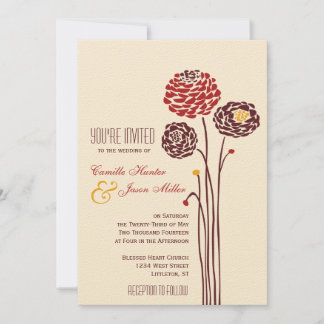 Simple Dahlia - Herbst Rustikale Hochzeit Einladung
