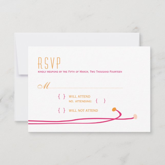 Simple Dahlia - Rosa & Orange Wedding RSVP Karte (Vorderseite)