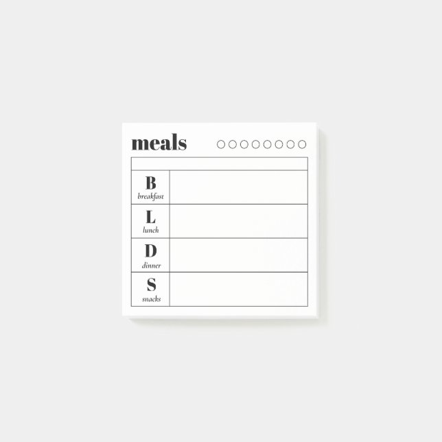 Simple Daily Meal Planner Sticky Notes Pad Post-it Klebezettel (Vorderseite)