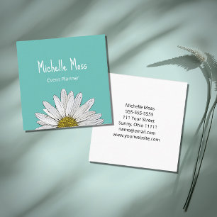 Simple Daisy Botanischer Event-Planer Aquamarin gr Quadratische Visitenkarte