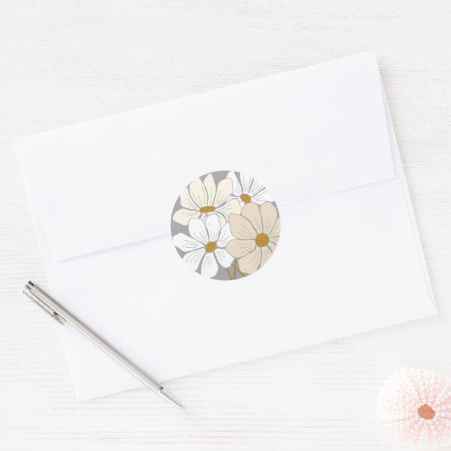 Simple Daisy Einladungssiegel Runder Aufkleber (Umschlag)
