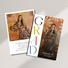 Simple Daisy Retro High School Abschluss Foto Einladung