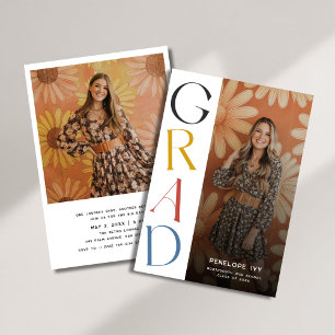 Simple Daisy Retro High School Abschluss Foto Einladung