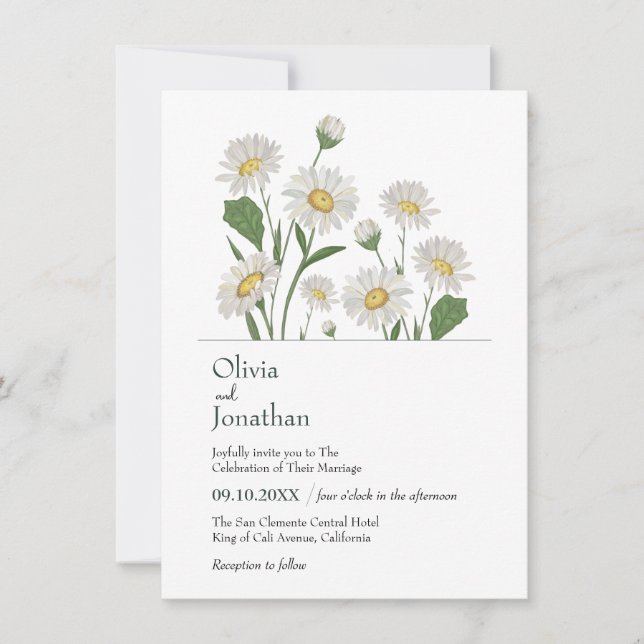 Simple Daisy Wild Garden Einladung (Vorderseite)