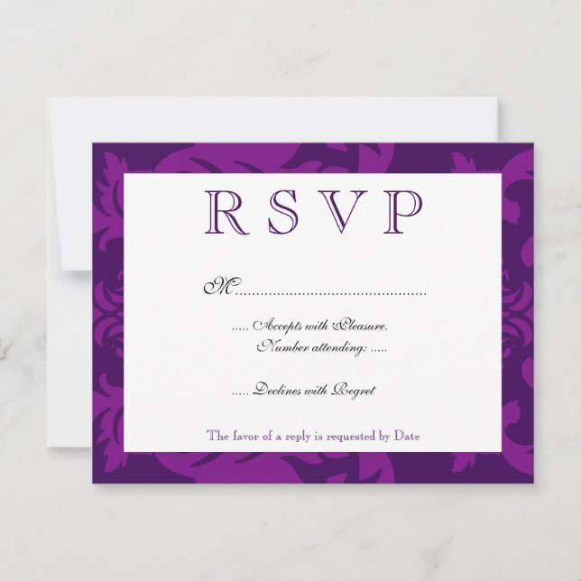 Simple Damask Eggplant UAWG RSVP Karte (Vorderseite)