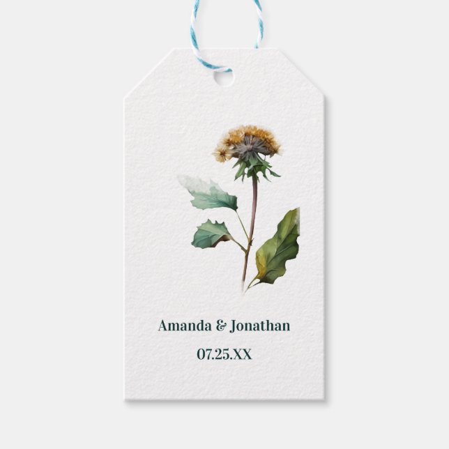 Simple Dandelion Floral Wedding Gift Tag Geschenkanhänger (Vorderseite)