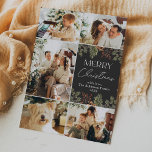 Simple Dark Boho 5 Foto Family Christmas Card Feiertagskarte<br><div class="desc">Diese elegante Urlaubskarte verfügt über fünf Ihrer bevorzugten persönlichen Fotos in einem einzigartigen Foto-Gitter. Um vorzeitige Änderungen vorzunehmen,  wählen Sie Personalisieren -> Bearbeiten mit dem Entwurfstool.</div>