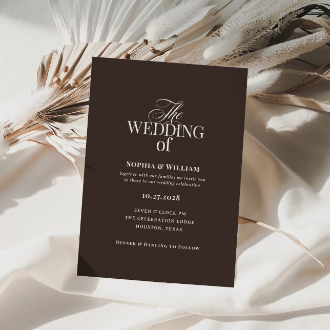 Simple Dark Brown Espresso | Neutral Wedding Einladung (Von Creator hochgeladen)