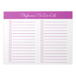 Simple Dark Pink 8.5x11 Two Column Checklist Notizblock