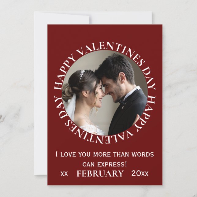 Simple Dark Red Photo Carte Saint Valentin (Devant)
