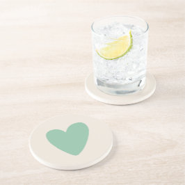 Simple Deafoam Mint Green Heart Sandstone Unterset Getränkeuntersetzer