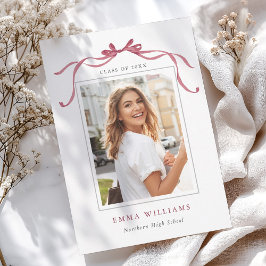 Simple Deep Blush Ribbon Bow Graduation  Ankündigung