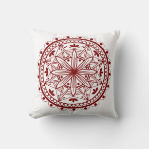 Simple Deep Red Mandala Kissen