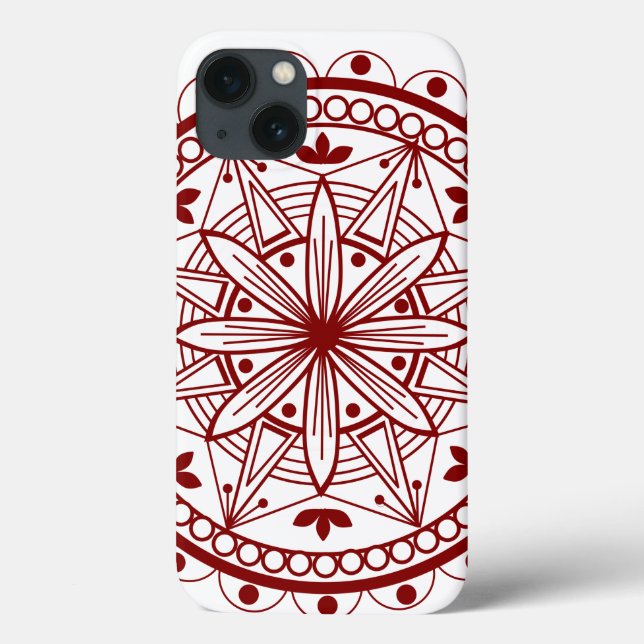 Simple Deep Red Mandalae Case-Mate iPhone Hülle (Rückseite)