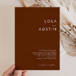 Simple Desert | Dark Cinnamon Wedding Invitation Einladung<br><div class="desc">This Simple Desert | Dark Cinnamon wedding invitation is exactly what you're looking for to complete your modern rustic boho wedding. Perfect for either a vintage minimalist western vibe or a retro fall bohemian feel. The minimal natural white script truly pops with this colorful autumn background. You can choose to...</div>