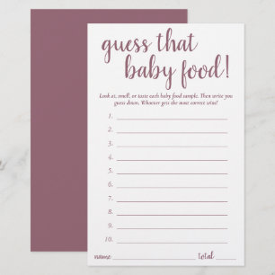 Simple Devinez la nourriture pour bébé Carte de