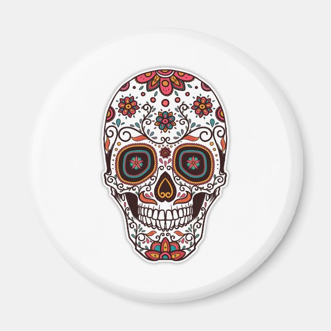 Simple Dia de Muertos Floral Skull | Magnet (Vorne)