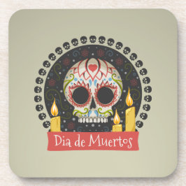 Simple Dia de Muertos Skull & Candles Untersetzer
