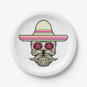 Simple Dia de Muertos Skull mit Pappteller des