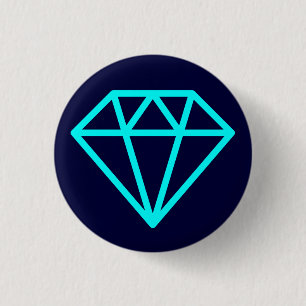 Simple Diamond - Cyan on Dark Navy Button
