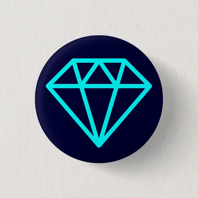 Simple Diamond - Cyan on Dark Navy Button (Vorderseite)