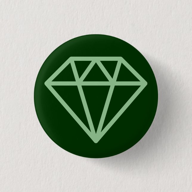 Simple Diamond - Faded Green on Dark Forest Green Button (Vorderseite)