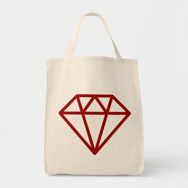Simple Diamond - Ruby Red on Natural Tragetasche (Vorne)