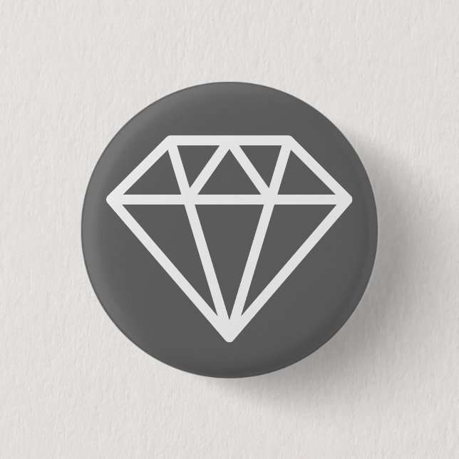 Simple Diamond - Weiß auf Grau Button (Vorderseite)