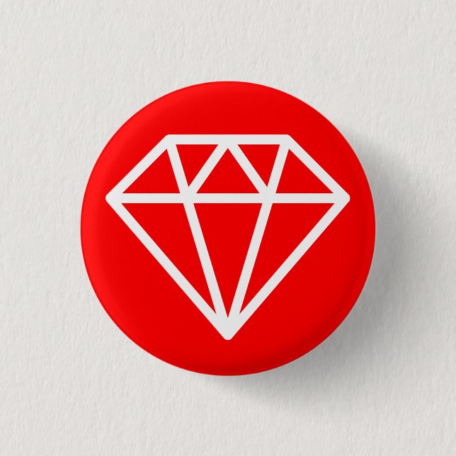 Simple Diamond - White on Red Button (Vorderseite)
