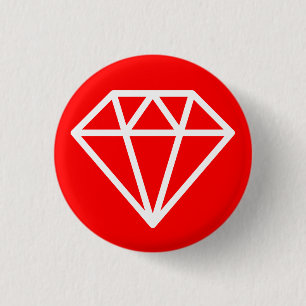 Simple Diamond - White on Red Button