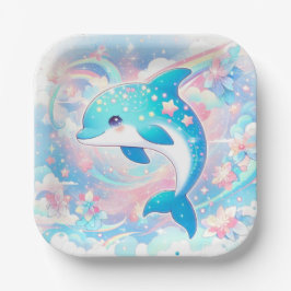 Simple Dolphin Baby Shower Pappteller